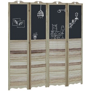 NicBex 5.6' Tall 4-panel Pegboard Display Room Divider Folding Privacy Screen Freestanding Wall Partition with Black Boards for Home & Office, White - 1 of 4
