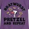 Girls' - Peanuts - Bratwurst Pretzel And Repeat Snoopy Fitted Short Sleeve Graphic T-Shirt - 2 of 4