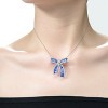 Guili Rhodium-Plated Sterling Silver Bowtie Pendant Necklace with Sparkling CZ in Purple or Blue—A Chic and Sophisticated Touch for Any Outfit. - 3 of 3