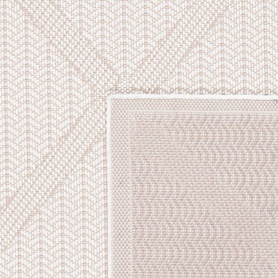 Cream Beige Geometric Synthetic Indoor Outdoor Area Rug