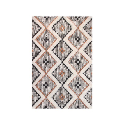 Hand-Tufted Printed Diamond Geometric Cotton-Wool Blend Indoor Area Rug by Blue Nile Mills