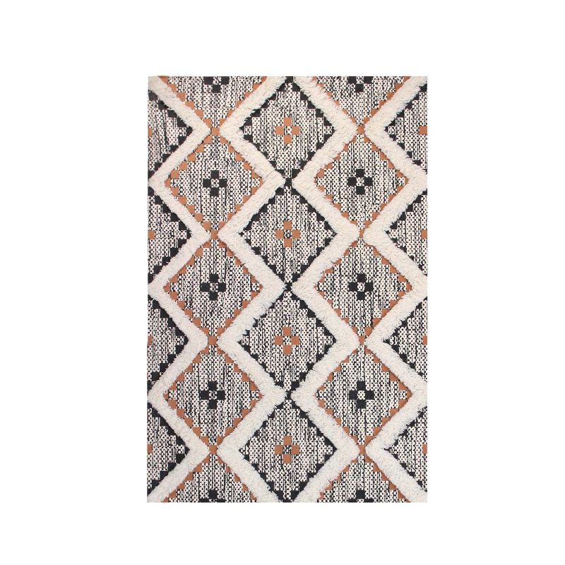 Hand-Tufted Printed Diamond Geometric Cotton-Wool Blend Indoor Area Rug by Blue Nile Mills, 1 of 8