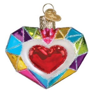 Old World Christmas Blown Glass Ornament for Christmas Tree, Faceted Heart - 1 of 4