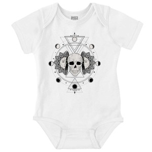 Celestial Skull Lunar Moon Cycle Baby Romper Boys or Girls Brisco Brands - 1 of 4
