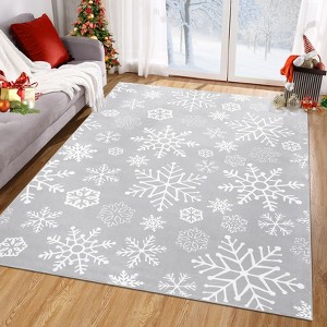 Christmas Area Rug Christmas Snowflakes Pattern Floor Cover - 1 of 4