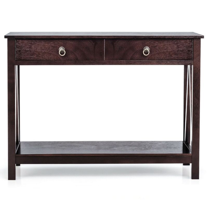 Costway Console Table Accent Sofa Side Table with Drawer Shelf Entryway Espresso, 5 of 11