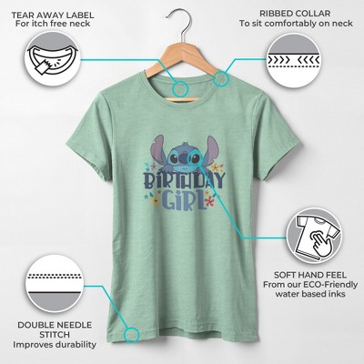 Lilo & Stitch Girl's Lilo & Stitch Birthday Girl Stitch T-Shirt - Mint - Small — фото 3