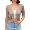 2025 Women's 3/4 Sleeve Crochet Knit Open Front Cardigan Cropped Shrug Bolero Lightweight Sweaters Tops - 2 of 4