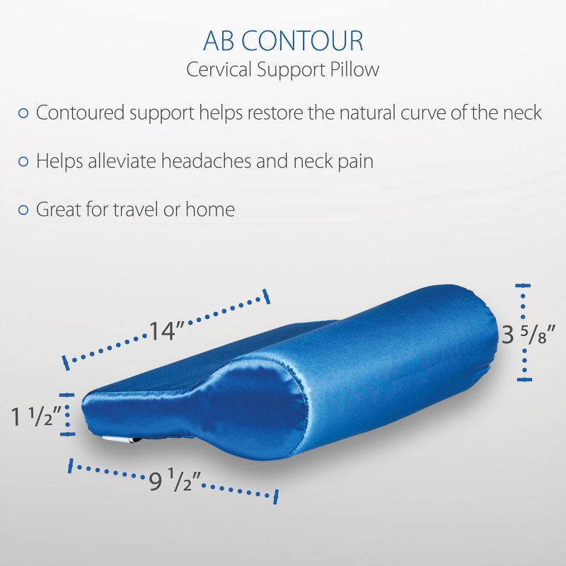 Core Products AB Contour Cervical Support Pillow, Satin, Blue, 4 of 6