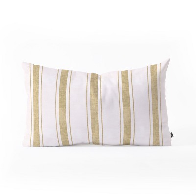 Holli Zollinger Aegean Jute Stripe Lumbar Throw Pillow Gold - Deny Designs