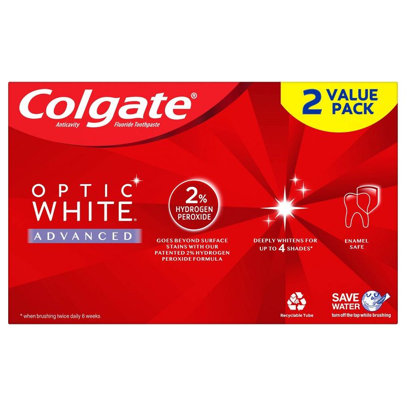 Colgate Optic White Advanced Whitening Toothpaste - 3.2oz - Icy Fresh - 3.2oz/2pk, 5 of 7