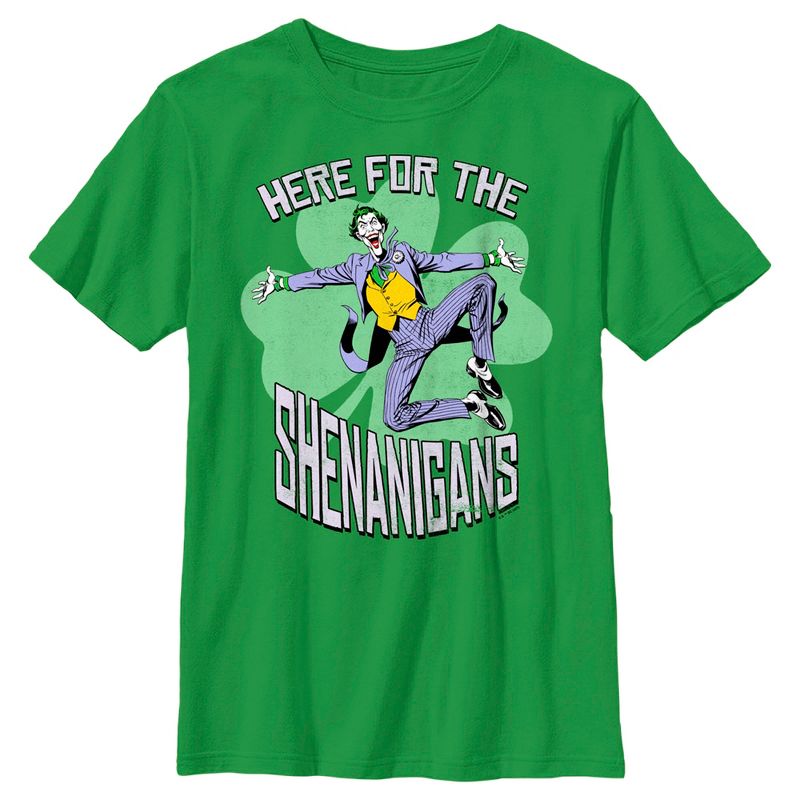Boy's Batman St. Patrick's Day Joker Here for the Shenanigans T-Shirt, 1 of 5