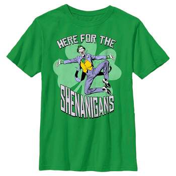 Boy's Batman St. Patrick's Day Joker Here for the Shenanigans T-Shirt