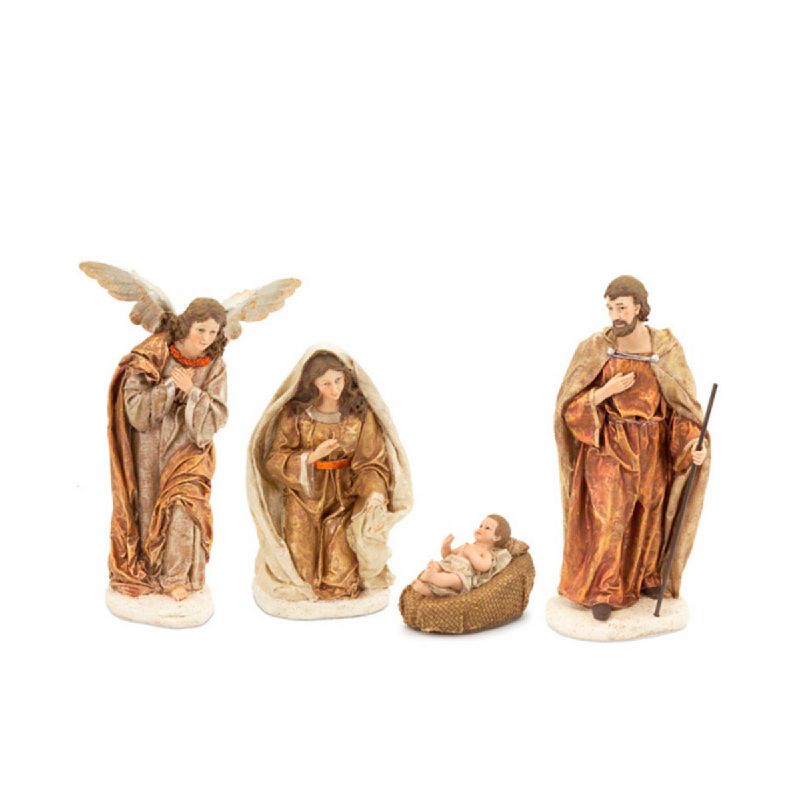 Melrose 4 Piece Ivory and Brown Christmas Nativity Set Figurines 11.5", 2 of 3