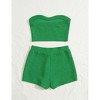 Women's Knitted 2 Piece Outfit Ribbed Crop Top Sleeveless Tube Tops and Track Shorts Set - 2 of 4