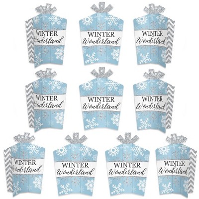 Big Dot of Happiness Winter Wonderland - Table Decorations - Snowflake Holiday Party and Winter Wedding Fold and Flare Centerpieces - 10 Count