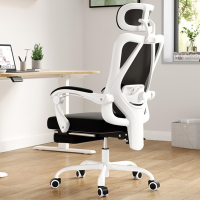 Fontoi Task and Office Chairs, Ergonomic Office Chair with Adjustable Lumbar Support, Home Office Desk Chair with Headrest, White, 24.8"*24.8"*49.2"