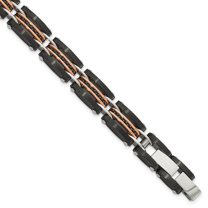 Black Bow Jewelry 10.5mm Tricolor Stainless Steel Reversible & Adjustable Bracelet, 8 In - 1 of 4