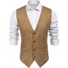 COOFANDY Men's Suede Leather Vest Cowboy Western Waistcoat Casual Slim Fit Suit Vest - 3 of 4