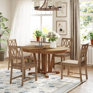 Whisen Rustic 5-Piece Extendable Dining Set and 4 Cross Back Dining Chairs - 1 of 4