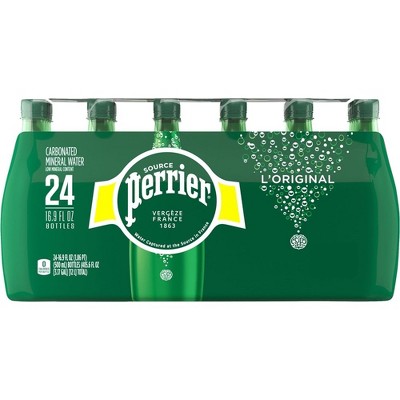 Perrier Carbonated Mineral Water, Original - 16.9 Fl Oz Plastic Bottle (Pack of 24)