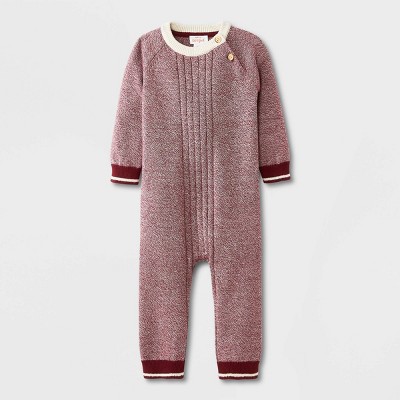 Image of Baby Boys' Sweater Romper - Cat & Jack™ Maroon 3-6M