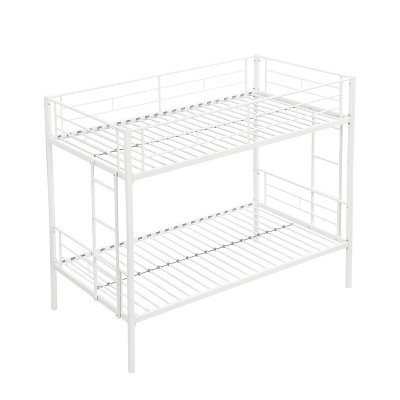 NicBex Twin Over Twin Metal Bunk Bed with 2 Ladders and Full-Length Guardrail for Kids,Girls,Boys