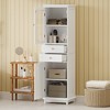 MOEPISY Tall Bathroom Storage Cabinet with Glass Doors, Free-Standing, Two Drawers, and Adjustable Shelves White - 2 of 4