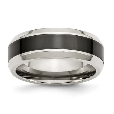 Men's Black Ceramic And Tungsten Bangle Style Bracelet | Stainless Steel Accents | 8.5mm
