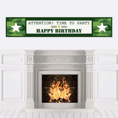 Big Dot of Happiness Camo Hero - Army Military Camouflage Happy Birthday Decorations Party Banner