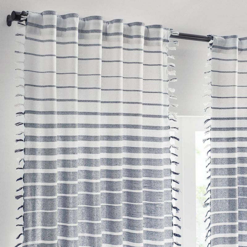 1pc 50&#34;x95&#34; Light Filtering Amari Striped Window Curtain Panel Navy - Mercantile, 2 of 10