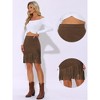 Allegra K Women's Faux Suede Stretch Fringe Trim High Waist Vintage Mini Skirt - 2 of 4