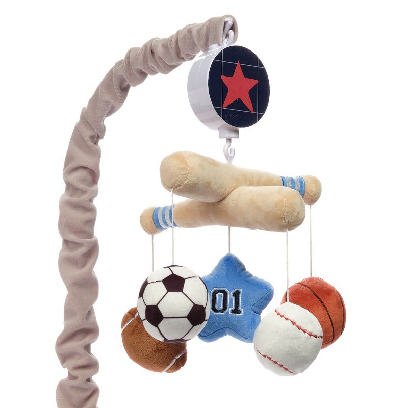 Lambs & Ivy Baby Sports Musical Baby Crib Mobile Soother Toy - Gray, 1 of 8