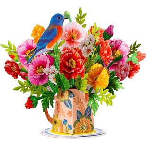 Paper Love 3D Poppy Blooms Pop Up Card with Detachable Keepsake Flower Bouquet, For All Occasions  - Large 10" x 7” Cover - 1 of 4