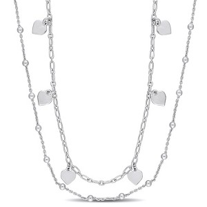 EVERLY JEWELRY | Sterling Silver Heart and Ball Bead Chain Necklace - 19.5 inch - 1 of 4