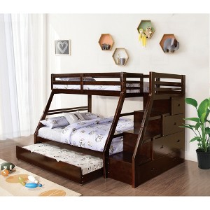 Twin Over Full Bunk Bed with Built In Drawers and Accessible Steps - 1 of 4