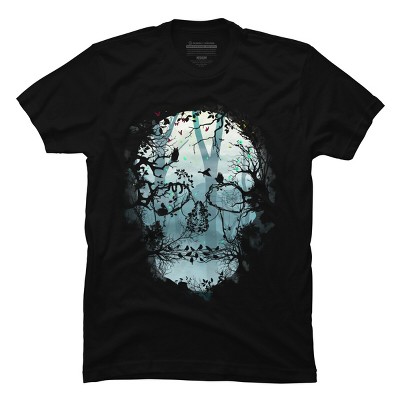 Men's Design By Humans Dark Forest Skull By sitchko T-Shirt
