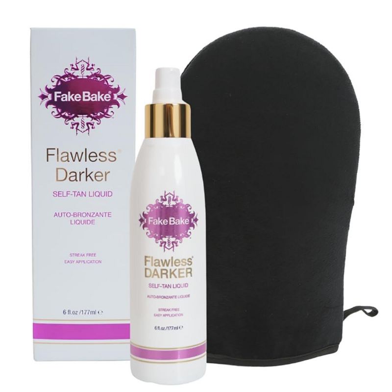 Fake Bake FLAWLESS DARKER Self-Tan Liquid (6 oz) - Application Mitt Included | Sunless Tanner for Long-Lasting Natural Skin Glow, 1 of 6