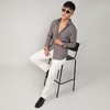 Campus Sutra Men Men's Ash Grey Self-Design Striped Shirt - 3 of 3