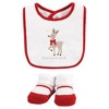 Hudson Baby Infant Girls Cotton Bib and Sock Set, Fancy Rudolph, One Size - 3 of 4
