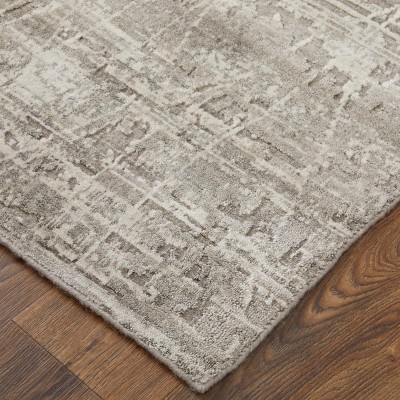Gray Abstract Hand-Knotted Wool and Viscose Rug 2' x 3'