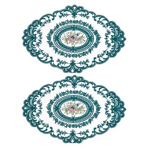 Unique Bargains Retro Lace Embroidered Polyester Placemat 2 Pcs - 1 of 4