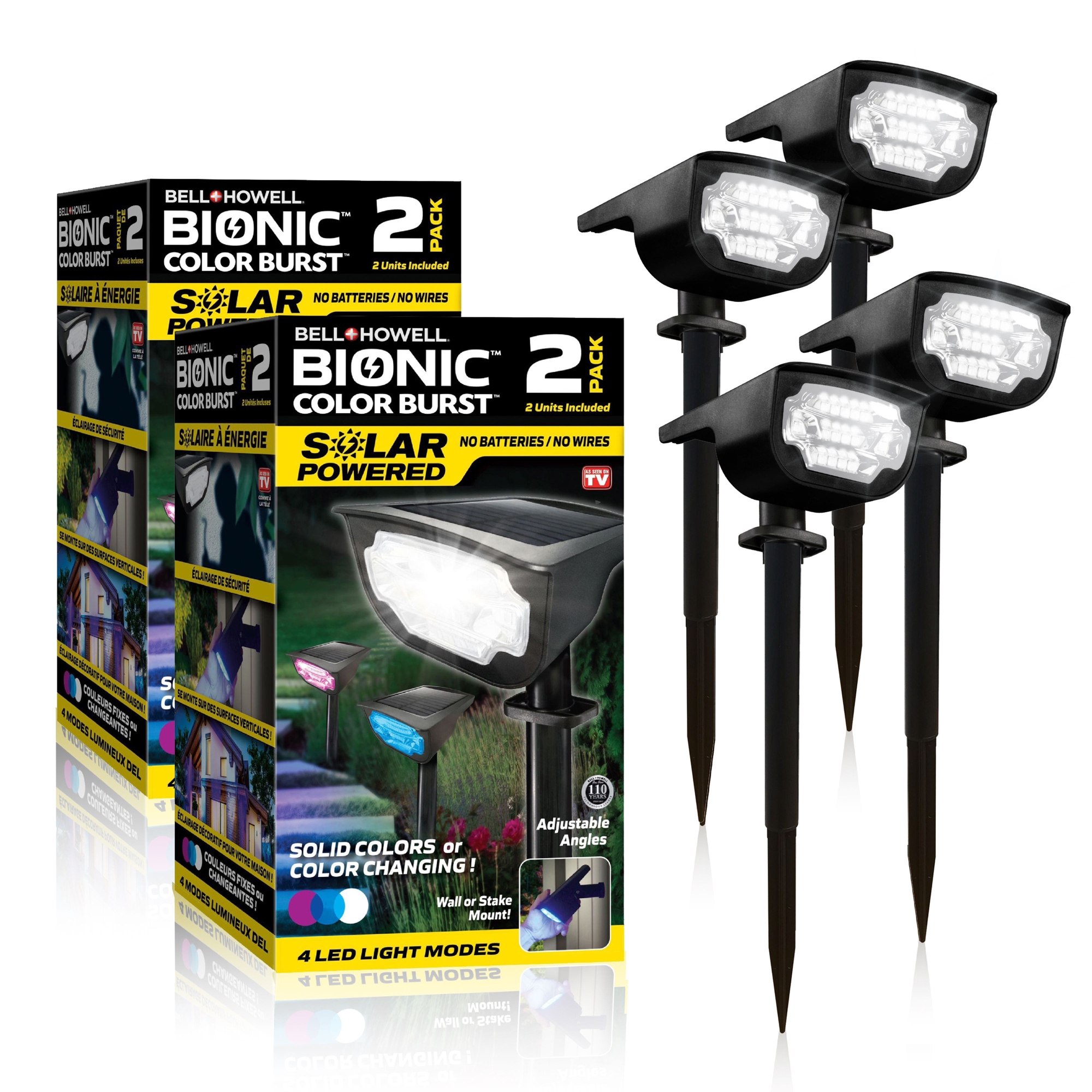 Solar Lights Bionic Color Burst Solar Powered Waterproof Pathway Lights- 4 Pack