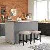WestinTrends 24" Upholstered Saddle Seat Counter Stool (Set of 2), Black/Beige - 2 of 4