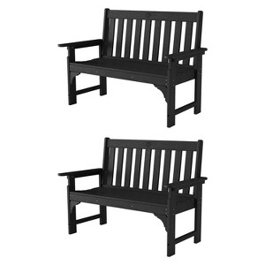 GardenJoy 2-Person Outdoor Garden Bench - HDPE - Wood Grain Finish - 2-Piece - 1 of 3