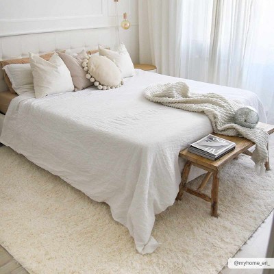 Hauteloom Faina Solid Cream Shag Rug Washable