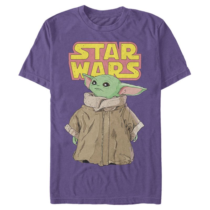 Men's Star Wars The Mandalorian The Child Retro Logo Stance T-Shirt, 1 of 5