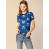 Allegra K Women's Cat Contrast Cartoon Print Tee Casual Summer T-Shirt - 3 of 4
