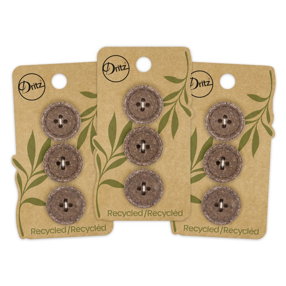 Dritz 20mm Recycled Cotton Round Stitch Buttons Dark brown: Sewing Fasteners, Plastic, 9 Pieces, Brown Button Replacement