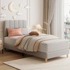 Bed Frame, Boucle Upholstered Platform Bed with Wave Headboard for Girls/Kids, Easy Assembly, Wooden Slats Support - 3 of 4